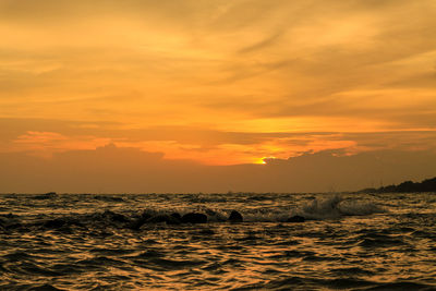 View of sea against sky during sunset