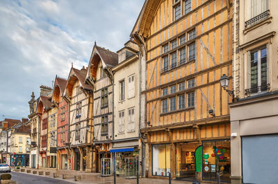 Low angle view of buildings against sky