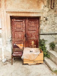 Closed door of old building