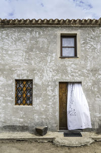 Closed door of building