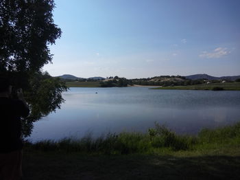 Scenic view of lake against sky