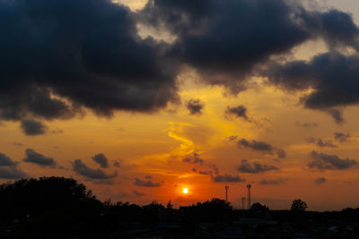 Scenic view of dramatic sky during sunset