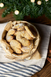 Traditional christmas german and australian cookies vanillekipferl on a wooden background