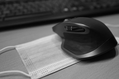 Close-up of computer keyboard on table