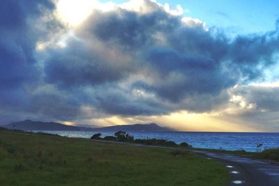 Scenic view of landscape against cloudy sky