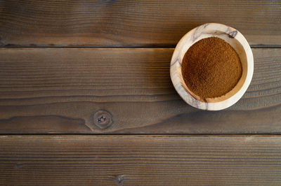 High angle view of coffee on table