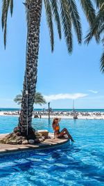 Scenic view of sea against sky on the coche island in venezuela in sunsol punta blanca