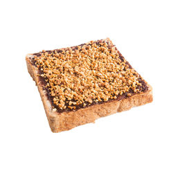 High angle view of bread on white background