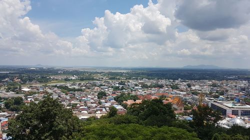 High angle view of townscape against sky