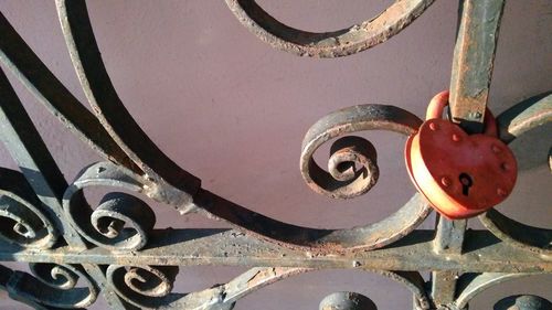 High angle view of rusty wheel