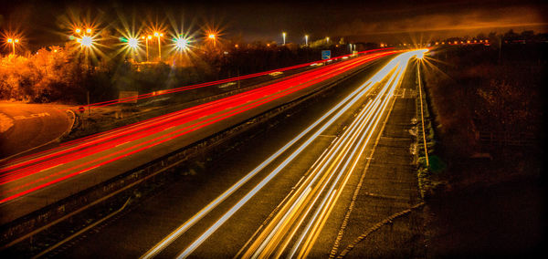 Light trails on highway at night