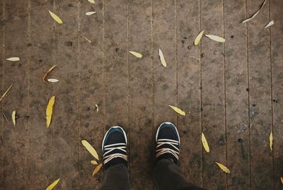 Low section of person standing on footpath