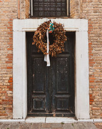 Closed door of old building