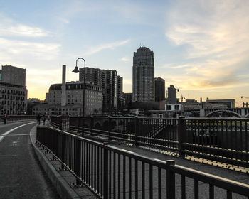 View of cityscape against sky during sunset