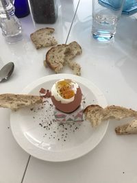 Close-up of breakfast served on table