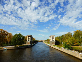 Bridge over river against sky