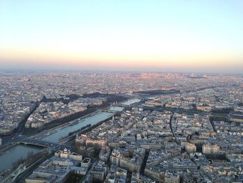 High angle view of city against sky