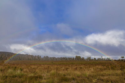 Scenic view of rainbow against sky