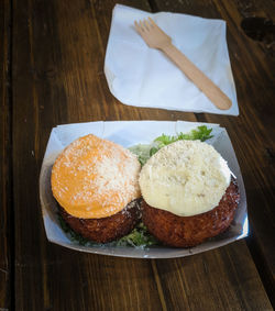 High angle view of food on table