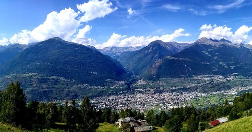 Panoramic view of mountains against sky