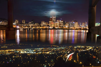 Illuminated city at night