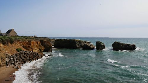 Scenic view of sea against clear sky