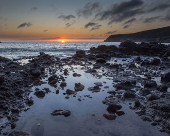 Scenic view of sea at sunset