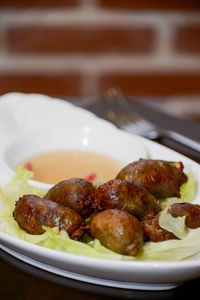 Close-up of meal served in plate