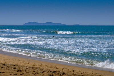 Scenic view of sea against clear sky