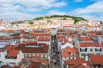 High angle view of townscape against sky