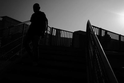 Low angle view of staircase against clear sky