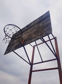 Low angle view of basketball hoop against sky