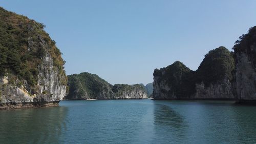 Scenic view of sea against clear sky