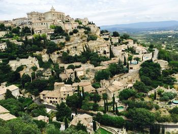 High angle view of townscape against sky