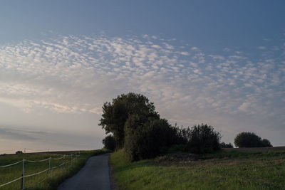 Road amidst field against sky