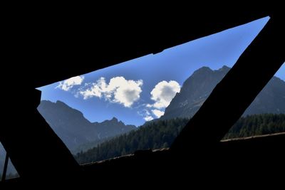 Scenic view of silhouette mountains against sky