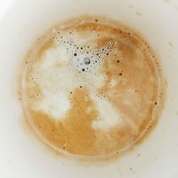 High angle view of cappuccino on table