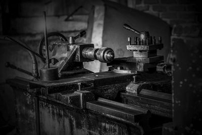 Old machine part in abandoned factory