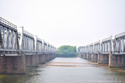 Bridge over river against clear sky