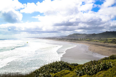 Scenic view of beach against sky