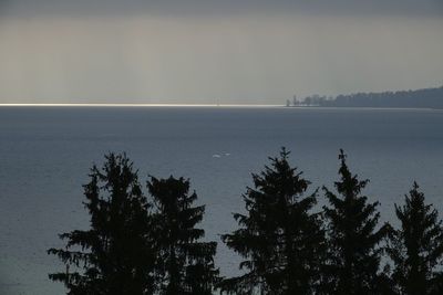 Scenic view of sea against sky during foggy weather