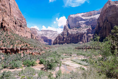 Panoramic view of landscape and mountains against sky