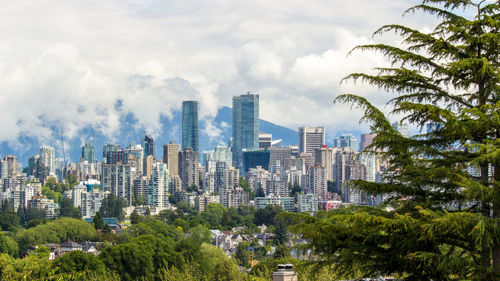 City buildings mixed with urban and natural surroundings