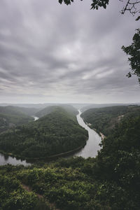 Scenic view of the saarschleife against sky