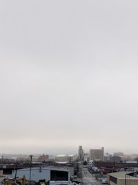 Cityscape against clear sky