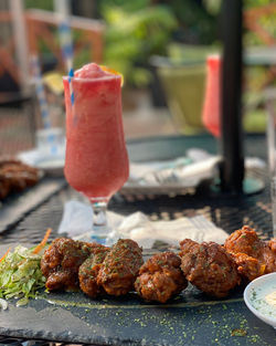 Close-up of food on table