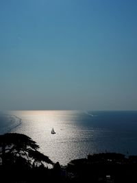 Scenic view of sea against clear sky