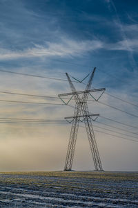 High voltage power line in rime frost, denmark