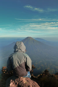 Rear view of man looking at view