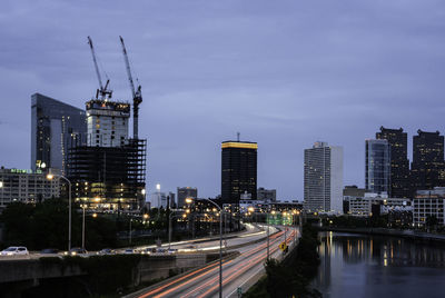 View of illuminated cityscape